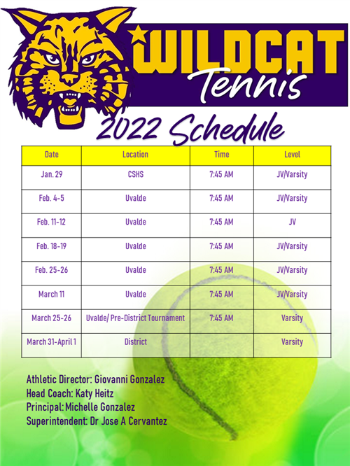Tennis Schedule